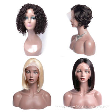 Mink Brazilian Virgin Silky Straight Wave Bob Short Pixie cut Human Hair Lace Wigs